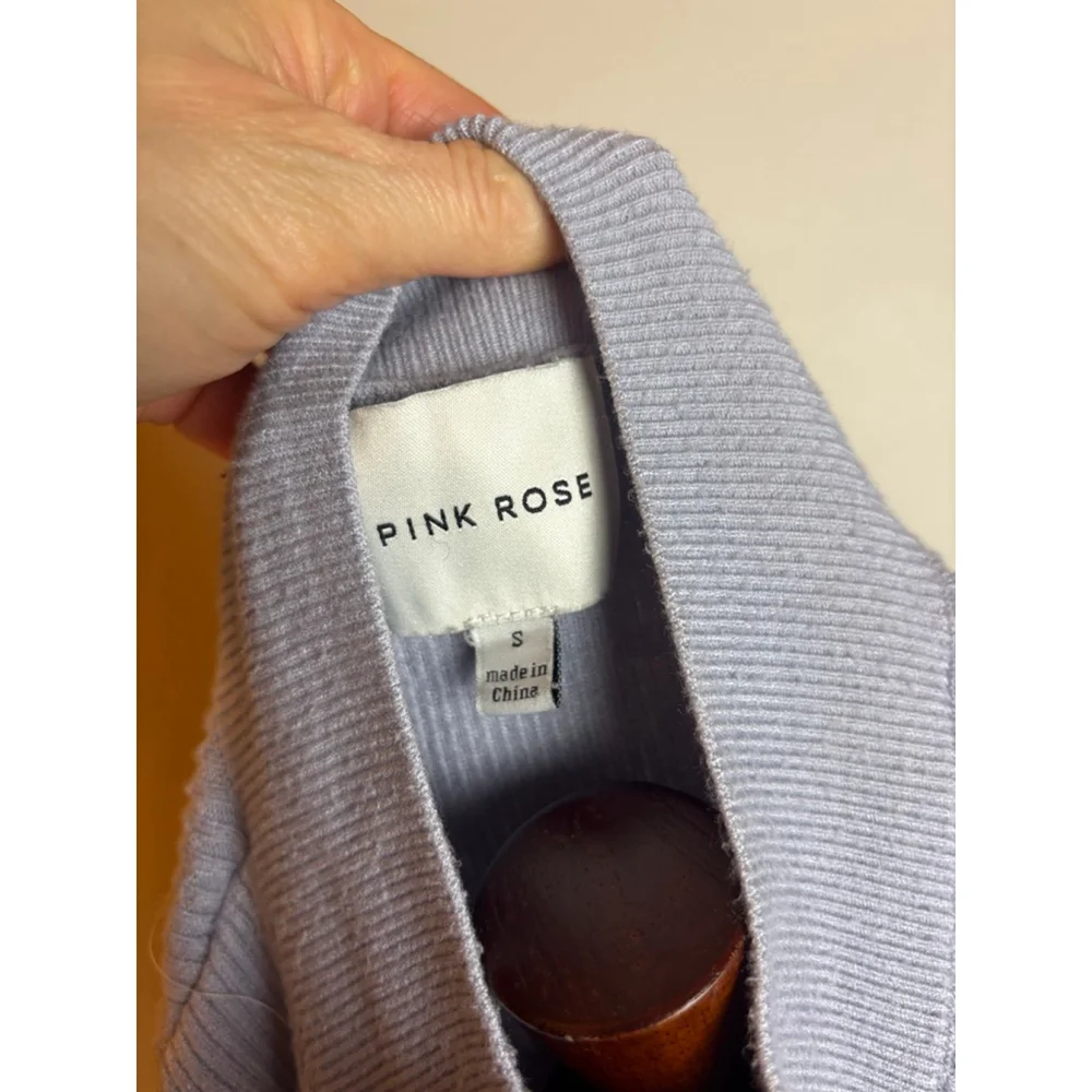Urban Outfitters y2k clubPINK ROSE Light Blue Ribbed Mock Neck Zip-Up Sweater S - Picture 4 of 6